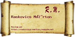 Raskovics Márton névjegykártya